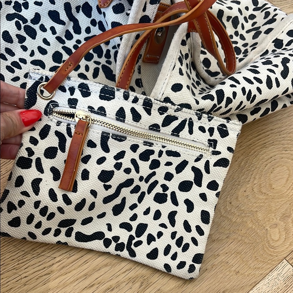 Anthropologie/Urban outfitters  Leopard Print canvas Tote Bag with Tan Straps - Picture 6 of 17